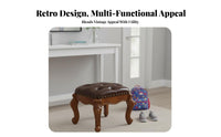 Upholstered Vanity Stool Multi-Purpose Ottoman Vintage Design for Children