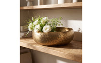 Hammered Metal Bowl Textured Bowl with Hammered Finish Shallow for Tabletop, Entryway Table, Living Room
