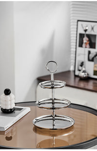 Nordic Light Luxury Stainless Steel Three-Tier Fruit Plate with Stand