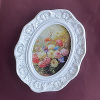 法式白色树脂相框雕花照片墙餐厅画框摆件摆台椭圆挂墙客厅组合框