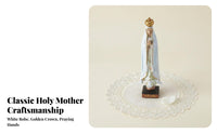 Classical Design Our Lady of Fatima Statue Detailed Craftsmanship Blessed Mother Mary Figurine Meaningful Gift Blessed Mother Mary Sculpture High-Quality Material for Catholics, Christians, Prayer Room, Home Altar, Desktop Decoration, Bookshelf Display