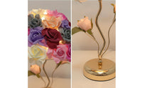 Cute Table Lamp with Floral Shade Decorative Rose Lamp Elegant Accent Light Gold-Tone for Bedroom, Living Room, Vanity