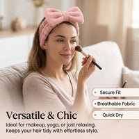 Coral Fleece Bow Headband for Washing Face, Makeup and Sports Head Band, Cute Design Hair Accessory for Ladies Skincare Routine
