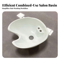 Front Neck Opening Hairdresser Sink Molded Shampoo Basin Salon Shampoo Bowl Raised Mounting Base