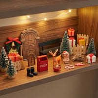 43 Pieces Mini Christmas Scene Set Mixed Material Seasonal Decoration Detailed