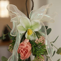 Artificial Flower Swag Realistic Look Hanging Floral Arrangement door Artificial Flower Teardrop Swag for Farmhouse