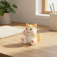 Delicate Details Auspicious Orange Cat Figurine Ideal Gift Resin Cat Statue Handmade for Children, Car Dashboard, Office Desk, Cake Topper