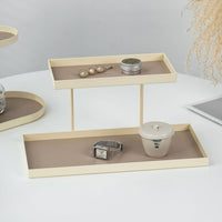 Cream Two-Tier Storage Rack for Desktop Display