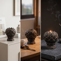 Vintage Candle Holder Handcrafted Carved Candle Holder Antique-Looking Tealight Holders for Tabletop, Meditation