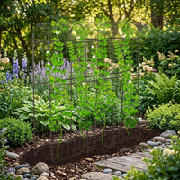 Garden Trellis for Climbing Plants and Plant Support, Stainless Steel Panels for a Raised Bed, Large Metal Cucumber Trellis, 5 Rows of Crossbars