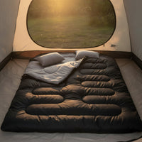 Quilted Double Sleeping Bag Insulated Sleeping Bag with Hood Heavyweight Bedding Roomy for Tent Stays