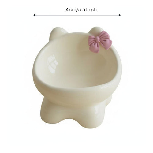 Raised Tilted Cat Bowl Cute Design Feeding Dish Anti Vomiting for Drinking
