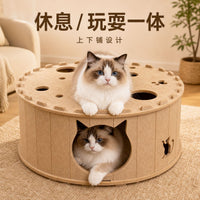 Felt Cat Cave Tunnel Toy Integrated Donut Tire Hideaway Cat House for All Seasons