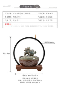 陶瓷八方来财流水摆件循环水办公桌茶台招财开业装饰品中式流水器