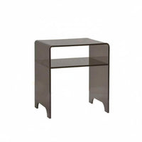 Transparent Look Clear Multi-Tier Table Modern Design Clear C-Shaped End Table with Magazine compartment Minimalist aesthetic Nightstand Easy to Clean for Apartment Dwellers, Homeowners, Students, Bedroom, Small Spaces, Living Room, Home Office