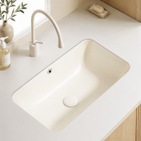 Recessed Washbasin For Hotels & Commercial Spaces Cream Ceramic Washbasin Classic Design