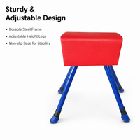 Red Gymnastics Vaulting Horse Kids, Metal Childrens Vaulting Horse for Plyometric Training, Non-Slip Portable Gymnastics Equipment