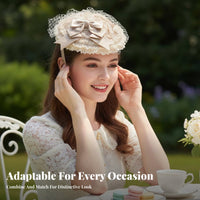 Lace headpiece with hare Ears Rococo design Dome Hat French Inspired for celebration