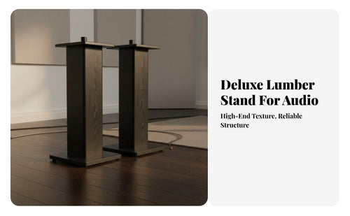 2 Pieces Wood Construction Wooden Speaker Stand Heavy Duty Wooden Speaker Floor Stand Non-Slip Base Easy Assembly for Audiophiles, Home Theater Enthusiasts, Music Producers, Stage, Living Room