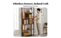 Multi-Tier Storage configurable Floor Shelf With Drawers unrestrictedstanding Shelf System adaptable storage unit Sturdy Construction for Homeowners, Apartment Dwellers, Students, Bedroom, Study Room, Playroom