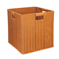 Rattan-Look Storage Basket with Handle for Shelves and Cabinets