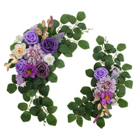 Twilight Purple Welcome Sign Flowers for Weddings - Rose and Dahlia Arch Floral Arrangement