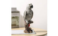 African Grey Parrot Statue Detailed Craftsmanship Resin Parrot Sculpture Versatile Decor Realistic Bird Figurine for Living Room, Balcony, Desktop