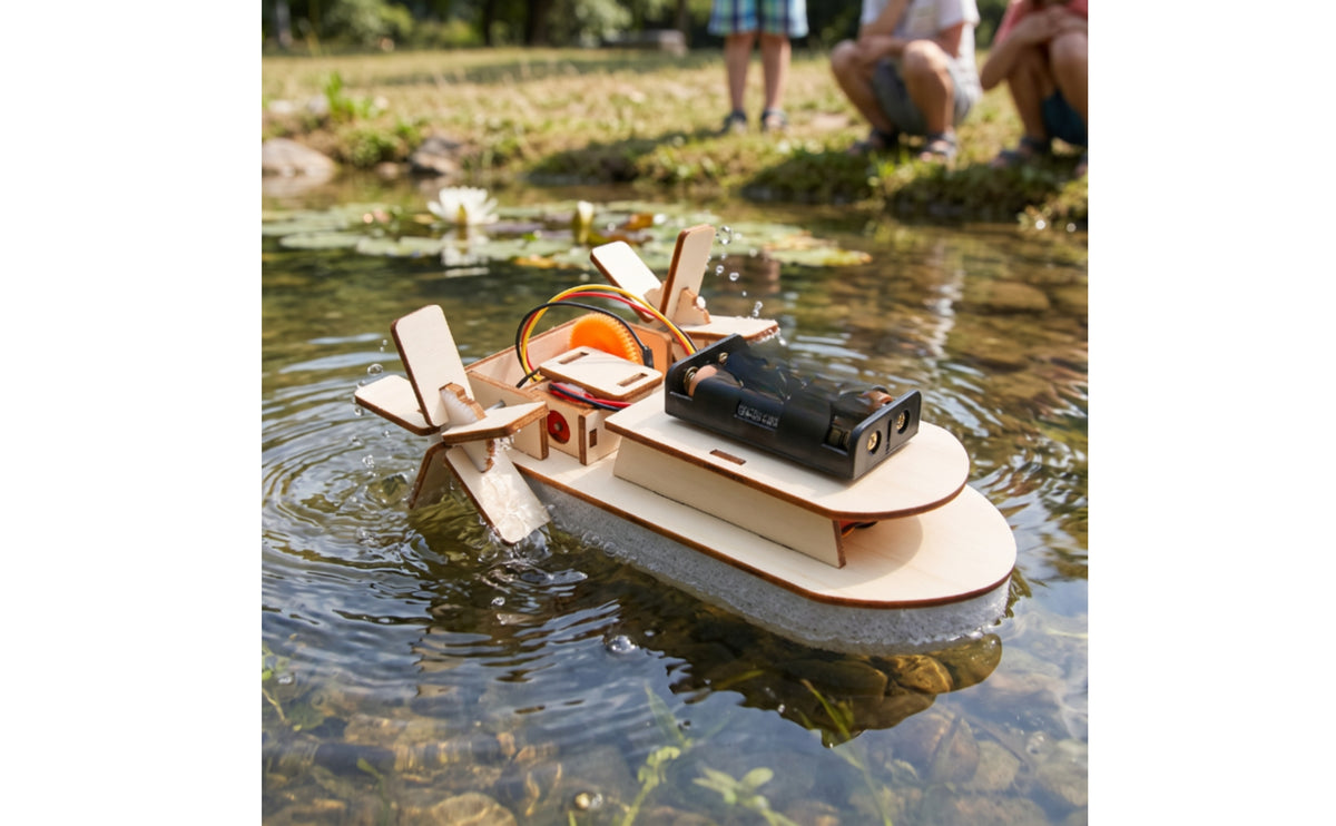 Hands-on Wooden boat Model STEM Educational Toy Science Experiments Boat