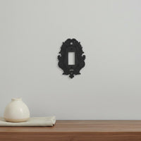 Ornate Light Switch Plate 3D Relief Ornate Baroque Wall Plate Non-Conductive Black Scrollwork Faceplate for Themed Room
