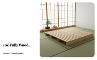 Japanese aesthetic Lowelevation Bed Frame No Headboard Slatted Floor Bed Frame Minimalist Design Mattress Foundation Moistureresistant for Guesthouse Owners, Minimalists, Apartment Dwellers, traditional mat platform Room, Modern Home