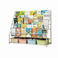 Rolling Book Organizer On casters 5-Tier Rolling book rack Front-Facing Display Easy to Assemble for Artists