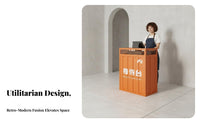 Utilitarian Design Shipping Containeraesthetic Desk Retro Aesthetic dual-level Front Desk Creative Look Reception Counter Multi-Purpose for Restaurateurs, Business Owners, Cafe, Restaurant Entrance, Retail retailer, Lobby