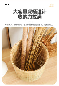 竹编织圆桶竹筐家用商用收纳水果蔬菜篮厨房拉圾篓大箩筐