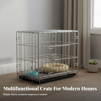 Easy to Clean Foldable Wire Dog Enclosure Installation-No-Assembly Collapsible Pet Kennel with Tray Escape-Proof Lock Indoor Metal Cat Enclosure Multi-Level for Travel