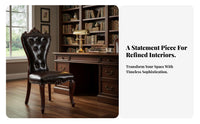 Button-Tufted Wooden Armchair Sturdy Wood Frame Upholstered Chair Ergonomic Rearrest Easy Assembly for Office Workers
