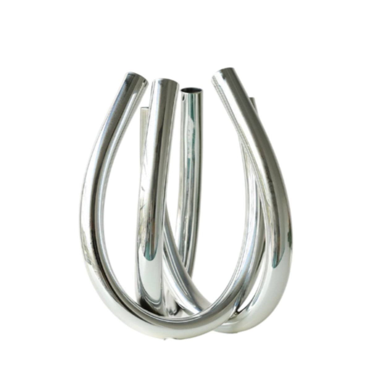 Metal Vase with Six Openings Sculptural Geometric Tabletop Vase Electroplated