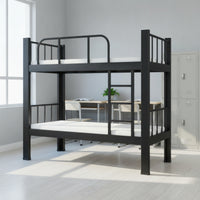 Bunk Bed Frame with Ladder Matte Black Metal Bunk Bed Space-Saving Furniture for Students, Kids, Dormitory, Shared Bedroom, Hostel