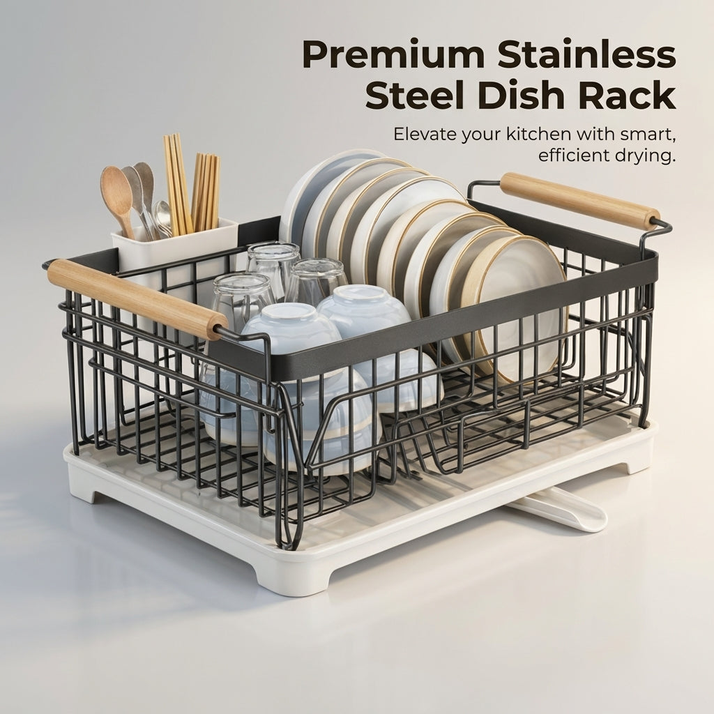 Dish Drainer Rack, 304 Stainless Steel Dish Drainer, Steel Dish Drainer for Kitchen Counter, Dish Rack Stainless Steel, Drainer Rack Extendable Dish