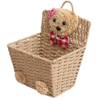 Woven Willow Cartoon Bear Hanging Basket for Storage