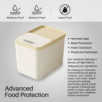 Airtight Rice Storage Container with Measuring Cup, Khaki Color Storage Bin, Easy Open Lid, Space Sa - Image 9