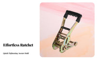 Rust Resistant Buckle Ratchet Tie-down Strap Heat Treated Steel Truck Cargo Strap Easy To Use for Drivers, Moving, Warehouses, Car Roof Rack