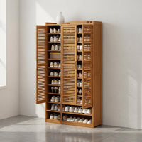 Multi-Layer Shoe Storage Cabinet Large Capacity Louvered Door Footwear Storage Unit Space Saving Household Furniture for Entryway, Hallway, Closet