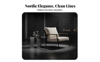 Minimalist Design Upholstered Metal Frame Chair Light Luxury Aesthetic Upholstered Single Armchair Soft and Comfortable Lounge Seat Thickly Padded Cushion for Homeowners, Readers, Office Workers, Living Room, Bedroom, Study, Reading Nook