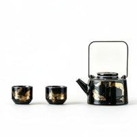 Teapot and Cups Set Arched Handle Ceramic Tea Set Side Spout