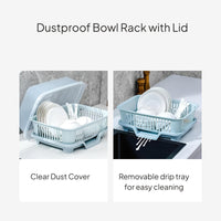 Covered Dish Rack, Multi-Functional Draining Organizer