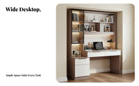 Desk with Bookshelf Combo Multi-functional Desk Bookshelf Combo Workstation with Shelves Drawers Cabinet Solid Wood Suitable for Students Adults Bedroom Home Office