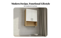 Particle Board Construction Wall Mounted Storage Cabinet Space Saving Hanging Kitchen Cabinet Sturdy and Long-Lasting Wall Storage Unit Stable Structure for Homeowners, Renters, Students, Bedroom, Study Room, Office, Hallway