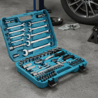 82 Pieces All in One Automotive Tool Kit Chrome-Finish Car Repair Tool Set Portable Socket Set with Ratchet Long-Lasting for Motorcyclists