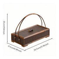Tea Storage Box with Handle Woven Bamboo Tea Chest Portable for Home Display