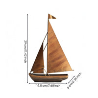 Bronze-Gold Sailboat Ornament Shiny Iron Sailboat Model Gift Idea